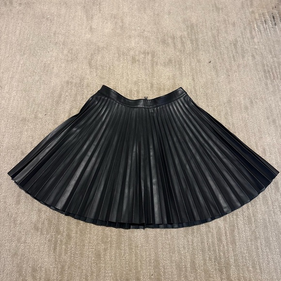 Express Dresses & Skirts - Express Black Pleated Faux Leather A-Line Skirt
